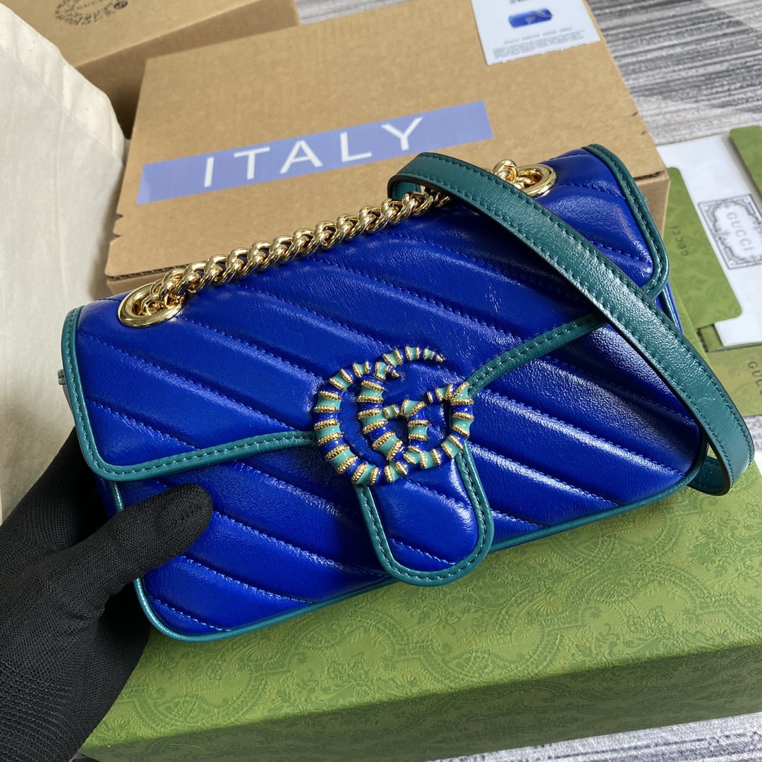 Gucci GG Marmont Matelasse Mini Shoulder Bag 446744 Blue